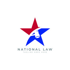 Obraz premium star and law hammer logo design concept national law logo branding