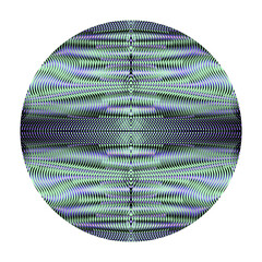 Circle with geometric symmetric linear texture white isolated. Abstract element for creative design mobile applications, websites, accessories for phones. Contemporary vector illustration.