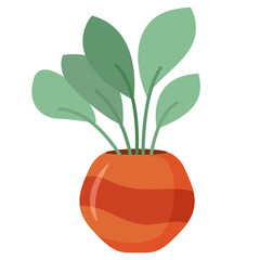 Plant for interior decor of home or office.Indoor plant in a pot.Natural houseplant.Isolated on white background. Vector flat illustration.