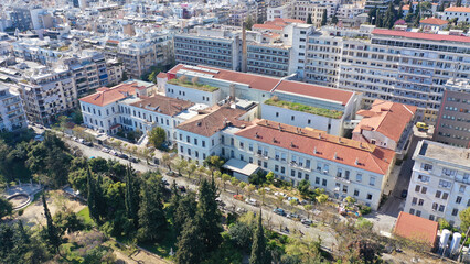 Aerial drone photo of famous cityscape in Athens centre of Vasilisis Sofias Avenue and Vasileos Konstantinou, Attica, Greece