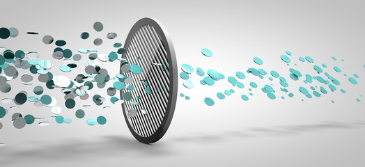 Polarization filter, light physics, 3D illustration