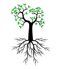 Green Tree. Vector outline Illustration.