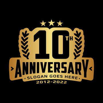 10 years anniversary logo design template. 10th anniversary celebration logotype. Vector and illustration.