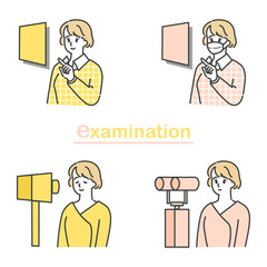 受付をする女性と検査をする女性のセット