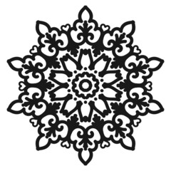 Decorative flower mandala. Vintage oriental pattern. Antistress coloring book page. Vector illustration.