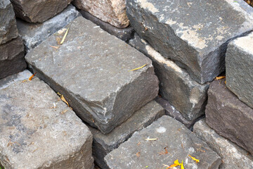 stacks of bluestone blocks