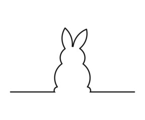 Easter bunny silhouette shape continuous line drawing symbol.