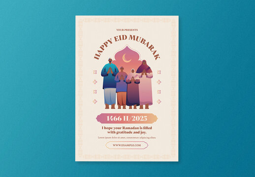 Family Happy Eid Mubarak Flyer Layout