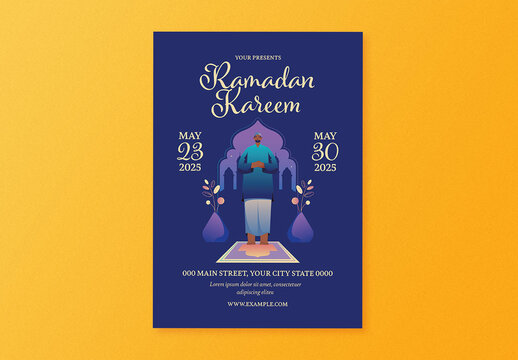 Moslem Prayer Ramadan Kareem Flyer Layout