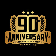90 years anniversary logo design template. 90th anniversary celebration logotype. Vector and illustration.