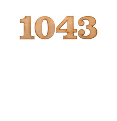 Number 1043 - Piece of wood isolated on white background