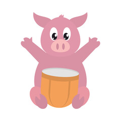 cute pig and drum