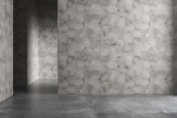 Dark room with empty concrete wall background in modern house, Minimal interior design of cozy home . 3D rendering
