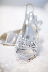 Indian bride's wedding shoes close up