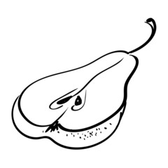 Pears hand drawn outline. The black line art on a white background. Vector element isolated.