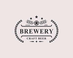 Vintage Retro Badge Craft Beer Brewery Labels and Design Logo Element