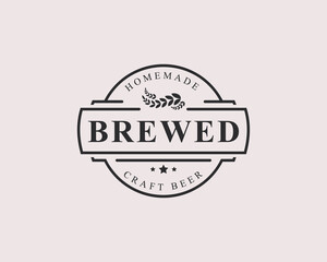 Vintage Retro Badge Craft Beer Brewery Labels and Design Logo Element