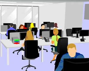 Fototapeta na wymiar office room vector illustration. business meeting cartoon.
