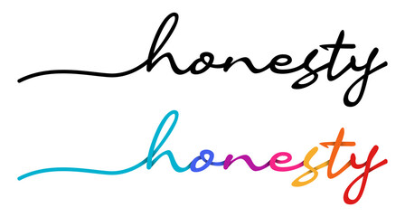 Honesty Handwriting Black & Colorful Lettering Calligraphy Banner. Greeting Card Vector Illustration