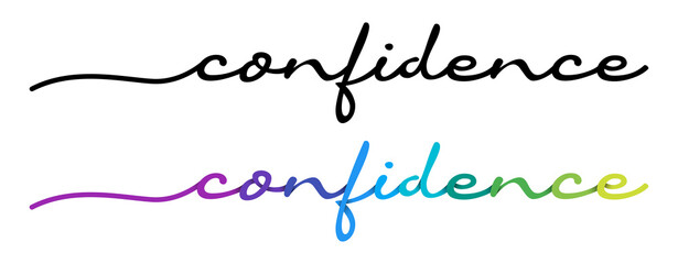 Confidence Handwriting Black & Colorful Lettering Calligraphy Banner. Greeting Card Illustration.