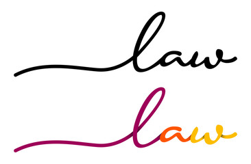 Law Handwriting Black & Colorful Lettering Calligraphy Banner. Greeting Card Vector Illustration.