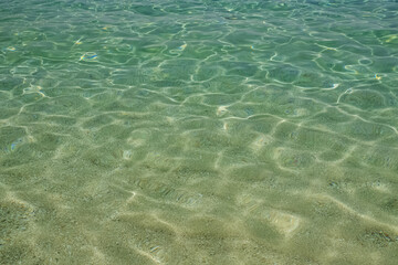 Ripple and sun reflection on clean transparent water of the sea,