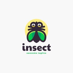 Vector Logo Illustration Insect Simple Mascot Style.