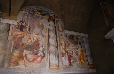 old baroque fresco on the wall