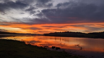 sunset over the river
