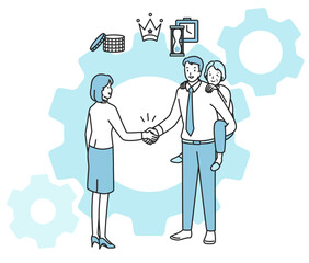 ジョブ型雇用の成立した介護中の男性とOL