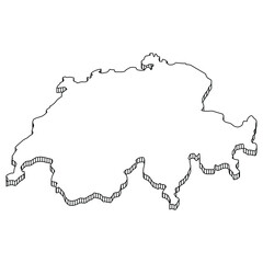 Switzerland Map with 3D Outline Geometric Construction.