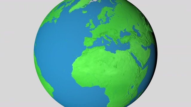 Seamless looping animation of the earth zooming in to the 3d map of Latvia with the capital and the biggest cites in 4K resolution