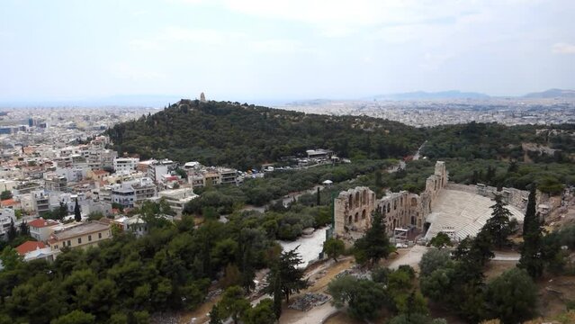 Odeon of Herodes Atticus, Modern Athens behind