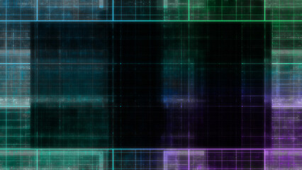Abstract glitch art grid border background image.