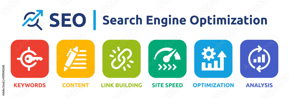 Aufkleber seo search engine optimization vector.