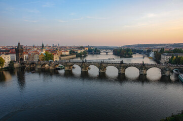 空から見た、プラハのカレル橋