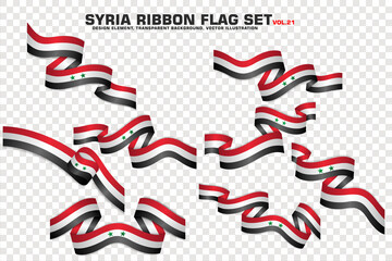 Set of Syria Ribbon flag, design element. 3D on a transparent background. vector illustration