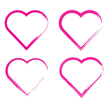 Pink hearts in abstract style. Love symbol. Logo symbol. Vector illustration. stock image. 