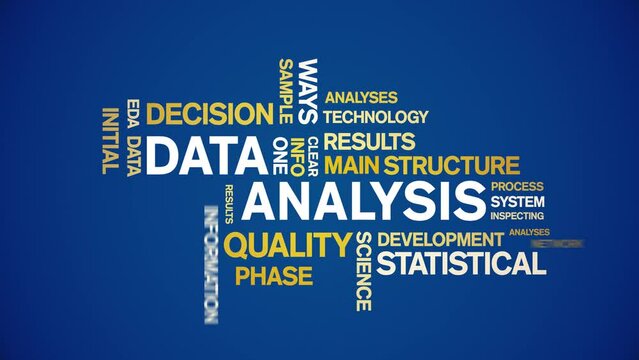 4k Data Analysis Animated Tag Word Cloud;Text Design big data Animation typography seamless loop.