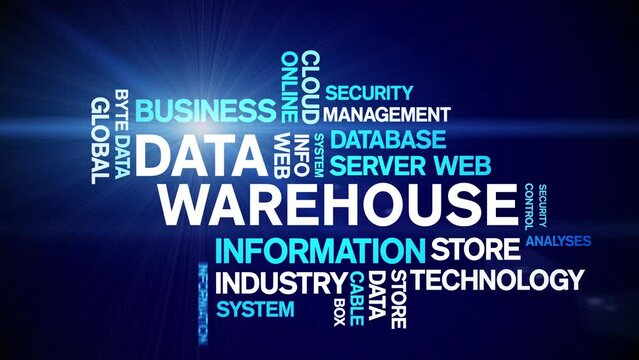 4k Data Warehouse Animated Tag Word Cloud;Text Design big data Animation typography seamless loop.