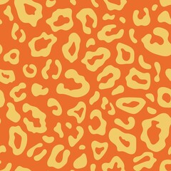 Animalistic hand-drawn background. Leopard seamless pattern. Vector illustration. Cute leopard skin.