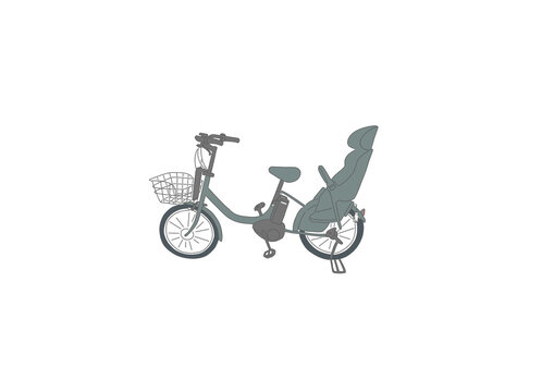 green electric bike with child seat clip art preview