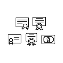 Certificate Icon Set Vector Symbol Design Illustration