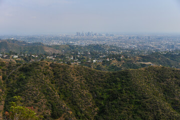 Los Angeles, California, USA - April 11, 2022: Sweeping view of Los Angeles from Wisdom Tree viewpoint