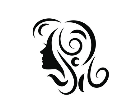 Hair and beauty salon spa logo black vector icon