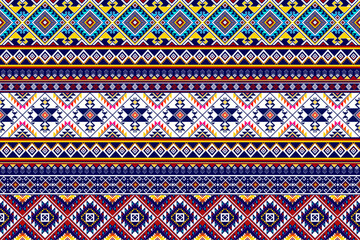 Geometric abstract ethnic pattern design. Aztec fabric carpet mandala ornament chevron textile decoration wallpaper. Tribal turkey boho native ethnic traditional embroidery vector background 