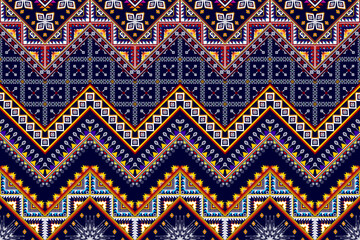 Geometric abstract ethnic pattern design. Aztec fabric carpet mandala ornament chevron textile decoration wallpaper. Tribal turkey boho native ethnic traditional embroidery vector background 