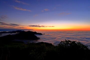 Sunset of Eryanping Trail Observation Deck, in Alishan National Forest Recreation Area, situated in Alishan Township, Chiayi , TAIWAN