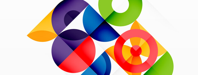 Obraz premium Colorful circle abstract background. Minimal geometric template for wallpaper, banner, presentation