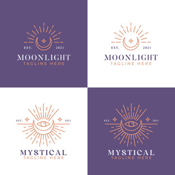 Sacred Geometry Abstract Symbol Moon, Sun, Eye Tattoo, and Logo